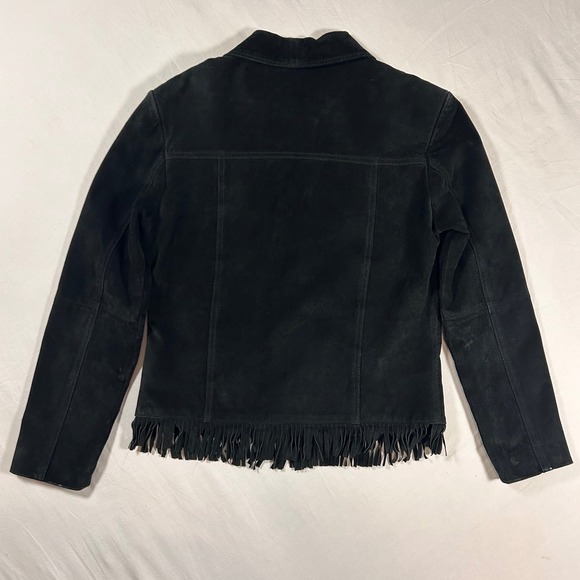 JouJou Skins Womens S Black Suede Leather Fringe Western Jacket Whipstitch VTG - Picture 11 of 12